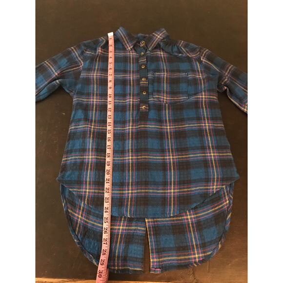 by Anthropologie Isadora Button Back Blue Flannel Popover Top - Size Extra Small - Picture 6 of 7